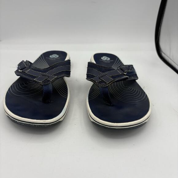 Clarks Sandals Womens Size 10 Cloudsteppers Breeze Sea Navy Blue Flip Flop Thong - Picture 4 of 9